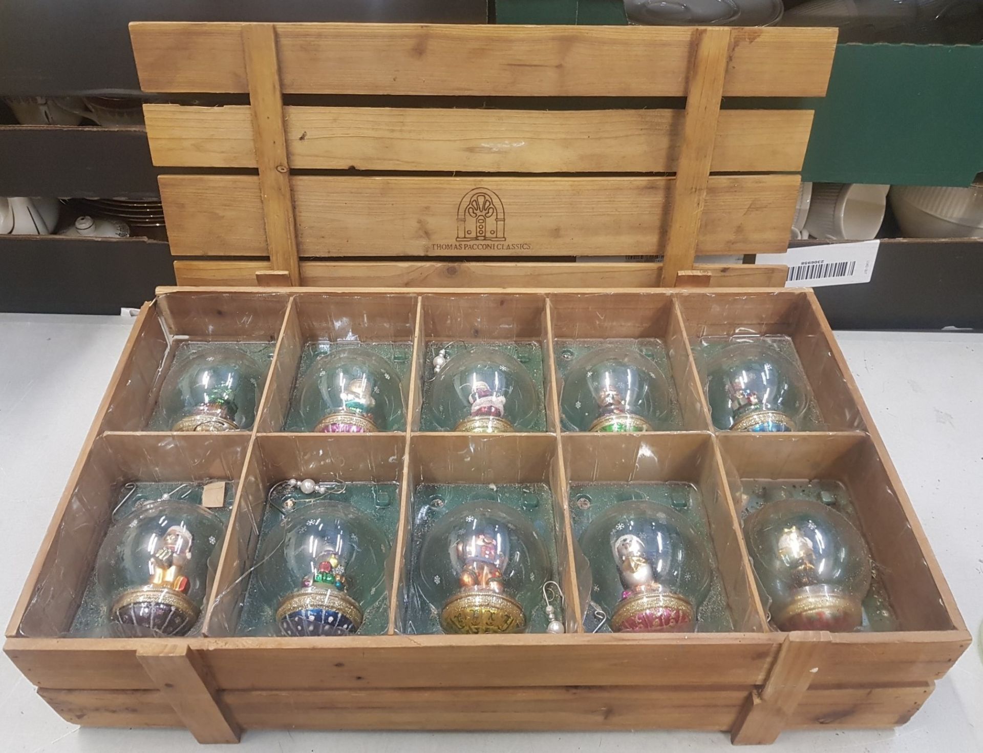 Thomas Pacconi classics hand blown glass christmas decorations set of 10 in original packaging