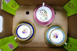 Royal Grafton Hand Decorated Cabinet Cup & Saucer sets with floral decoration together with