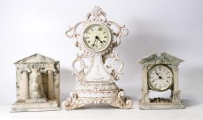 Aynsley Faux Marbled Greek Pediment Clock together with Resin Rococo mantle clock and a faux