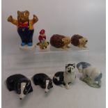 A collection of Wade figures to include Boxed Shetland pony, Burslem the cat, Pixie on mushroom,