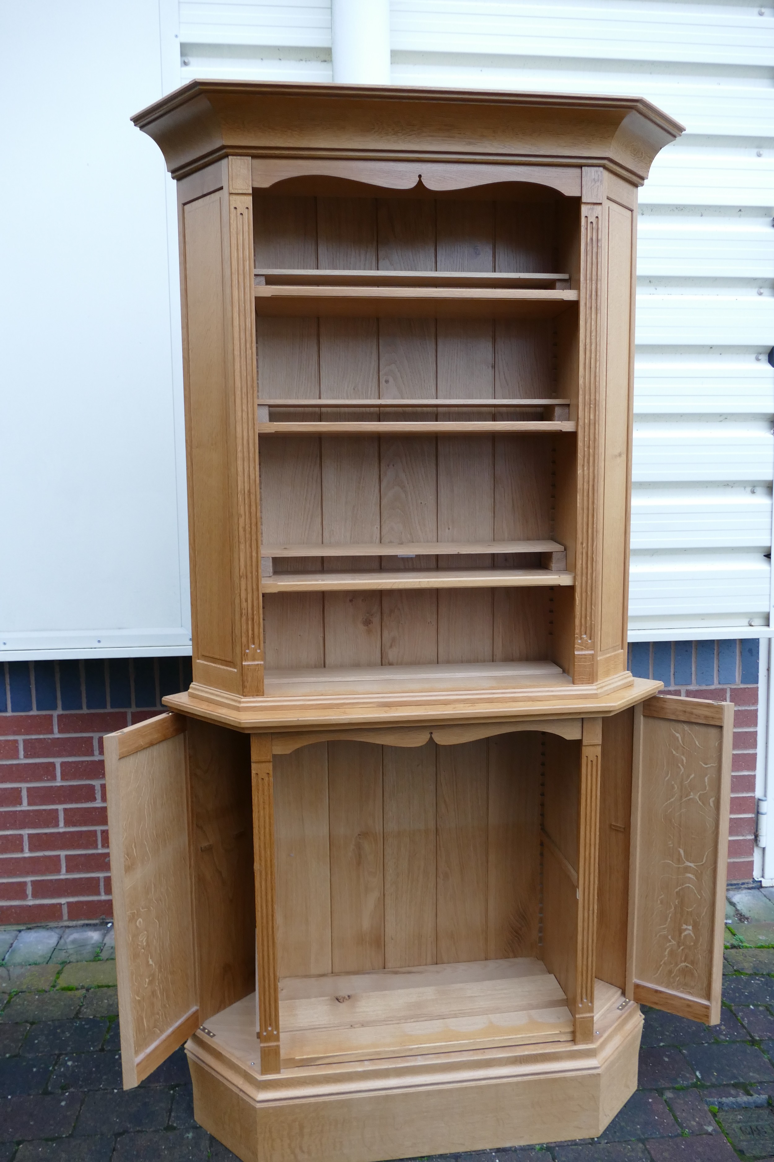 Pendyrm Furniture of Looe Cornwall, Large Pine Corner Bookshelf with Unusual Secret Compartments. - Image 2 of 2