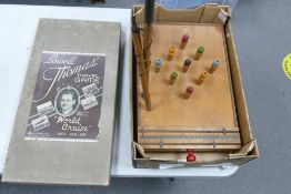 A collection of Vintage Games to include Lowell Thomas Travel Game & Vintage Bar Room Skittle set(2)