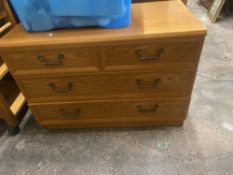 G plan mid century light oak chest of 2 over 2 drawers (64cm H x 46cm D x 90cm W) together with