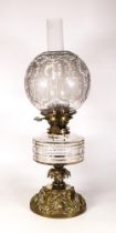 A Hinks & Sons Oil Lamp, Cast Iron base weight is stamped Hinks & Sons along with a Hinks No. 2