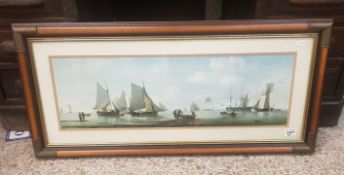 Framed print depicting fishing boat size 95cm x 44cm