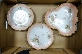 A Collection of J. C. Limoges Porcelain items including four plates and trefoil dish. (1 Tray)