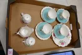 A collection of Aynsley floral decorated items to include 3 trio's, cup & saucer, 2 cups, milk jug &