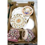 A mixed collection of items to include Decorative wall plates, pottery vase together with Royal