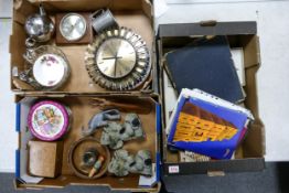 A mixed collection of item to include music sheets, wall barometer, ornaments etc (3 trays )