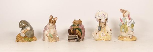 Five Royal Albert Beatrix Potter Bp6 Figures to include Mr Jackson, Peter Ate A Radish, Lady