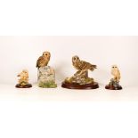 Boxed Border Fine Arts Figures Tawny Owl on a Mile Stone 088, Short Eared Owl Rb29 , Baby Tawny