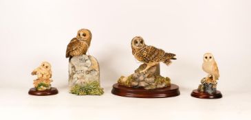 Boxed Border Fine Arts Figures Tawny Owl on a Mile Stone 088, Short Eared Owl Rb29 , Baby Tawny
