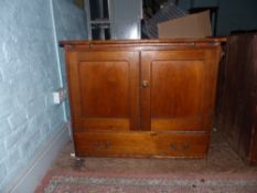 Victorian Pine Cupboard Press with Brass Knobs and two hanging rails to either side, pull out work
