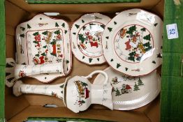 A collection of Masons Christmas Village patterned items to include low comport, sandwich plate,