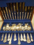 A cased Sheffield made silver plated cutlery set, 44 pieces, complete.