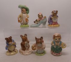 Royal Albert Beatrix Potter figures to include Benjamin Bunny, The Old Woman tha Lived in a Shoe, No