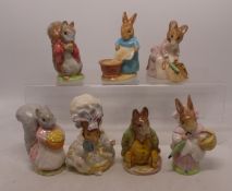 Beswick Gold Back Stamp Beatrix Potter figures to include Cecily Parsley, Hunca Munca Sweeping,