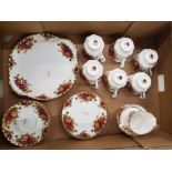 Royal Albert Old Country Roses pattern tea set consisting of 6 trio's, milk, sugar and a cake