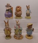 Royal Albert Beatrix Potter figures to include Thomasina Ticklemouse, Mr Benjamin Bunny, And This
