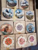 A collection of decorative wall plates to include 4 Royal Albert floral plates, 2 x W J George