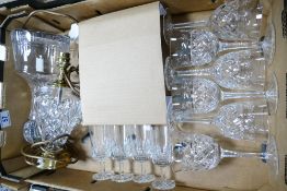 A collection of Darlington & similar Cut Glass Crystal including Winer Glasses, Decanter, lamp