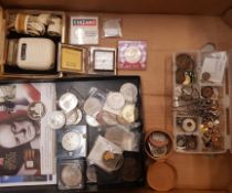A mixed collection of items to include cased vintage shaver, commemorative coins, costume jewellery,