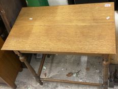 Oak side table, 72cm H x 76cm W x 45cm D.