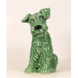 Sylvac Original Large seated terrier in green glaze 1380, h.29cm.