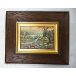 Wooden Framed Watercolour signed R Seadon of Cattle in landscape, frame size 39 x 47cm