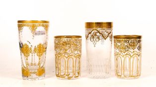 Four De Lamerie Fine Bone China heavily gilded Non Matching Tumblers , specially made high end