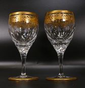 Two De Lamerie Fine Bone China heavily gilded White Wine Glasses , specially made high end quality