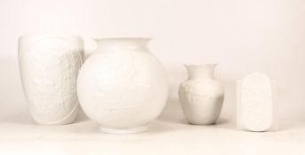 Four Kaiser Porcelain Relief Decorated Vases, height of tallest 16.5cm(4)
