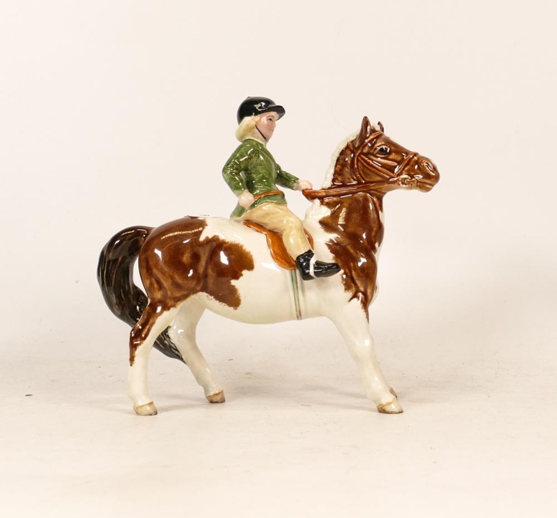 Beswick Girl on Skewbald pony 1501. Re-glued foot to Girl.