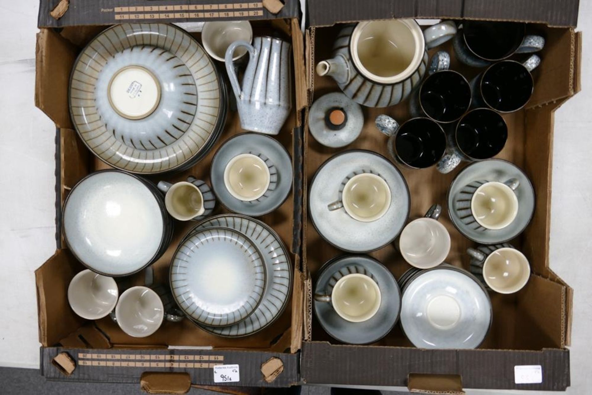 A large collection of Denby Tea & Dinner ware including teapot, mugs, breakfast bowls, cups &