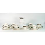 Shelley part tea set and hot water jug, Victoria shape 10718 to include 8 cups & saucers, 7 side