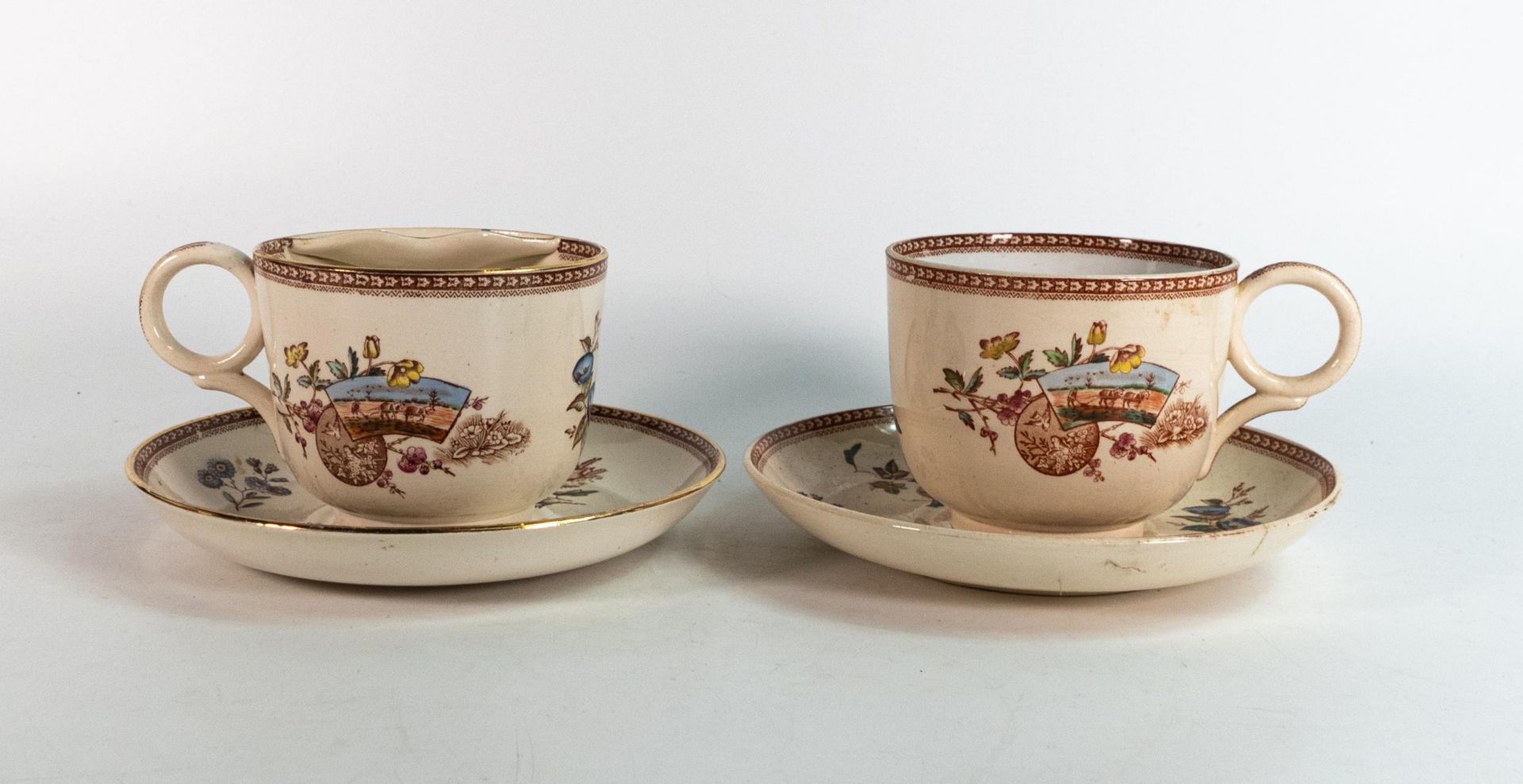 J.F wileman Mammoth cup & saucer, four seasons pattern with mammoth moustache cup and saucer ( - Image 2 of 4