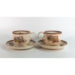 J.F wileman Mammoth cup & saucer, four seasons pattern with mammoth moustache cup and saucer (