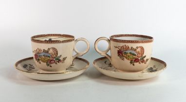 J.F wileman Mammoth cup & saucer, four seasons pattern with mammoth moustache cup and saucer (