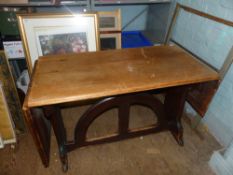Victorian Gothic Revival Refectory Table in the Style of A.W.N. Pugin with Two Drop Leaf Ends.
