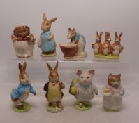 Beswick Gold Back Stamp Beatrix Potter figures to include Mrs Flopsy Bunny, Topsy Mopsy and