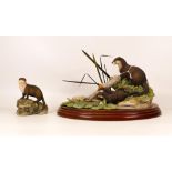 Border Fine Arts Otter Figures Point of Interest MTR10 & boxed Otter on Stone, largest 29cm(2)