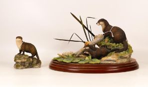 Border Fine Arts Otter Figures Point of Interest MTR10 & boxed Otter on Stone, largest 29cm(2)