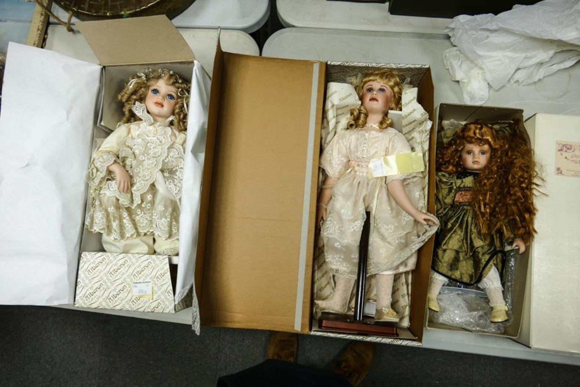Three Vintage Porcelain Dolls including 2 large Alberon branded items & similar Georgina Vienna