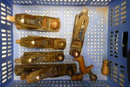 A collection of Vintage Stanley Wood working joiners planes including Bailey No5, Stanley No 10, Bed
