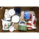 A mixed collection of items to include Large Staffordshire Dog, Gladstone China Teapot, Blue & White