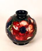 Walter Moorcroft globular vase decorated in the anemone design, C1950s,h.11.cm.