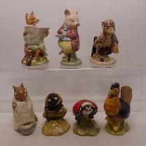 Royal Albert Beatrix Potter figures to include Chippy Hackee, Johnie Town Mouse with a Bag,