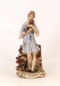 Capodimonte Sandro Maggioni Figure of Young Girl with Kitten, height 26cm