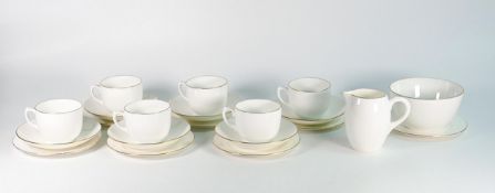 Shelley part teaset , Carlton shape gold edge to include 6 cups & saucers, 6 side plates, milk jug
