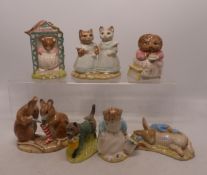 Royal Albert Beatrix Potter figures to include Ribby and Patty Pan, Mrs Tiggywinkle Takes Tea, Peter